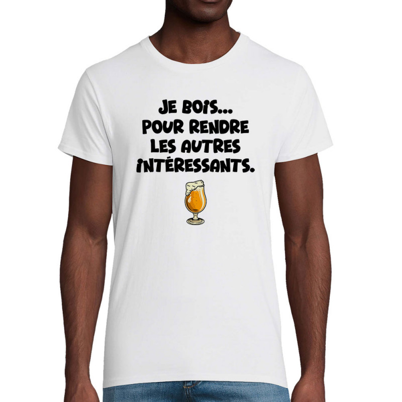T-shirt homme coton bio blanc Les autres intéressants (Gondrax,Alcool,Slogans Débiles)