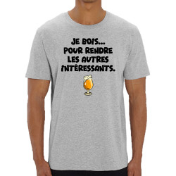 T-shirt homme coton bio gris chiné Les autres intéressants (Gondrax,Alcool,Slogans Débiles)