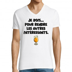 T-shirt homme col V blanc Les autres intéressants (Gondrax,Alcool,Slogans Débiles)