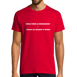 Tee-shirt homme rouge Désolé pour le dérangement (homme) (Gondrax,Slogans engagés)
