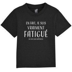 T-shirt bébé noir je suis vraiment fatigué (homme) (Gondrax,Slogans Débiles)
