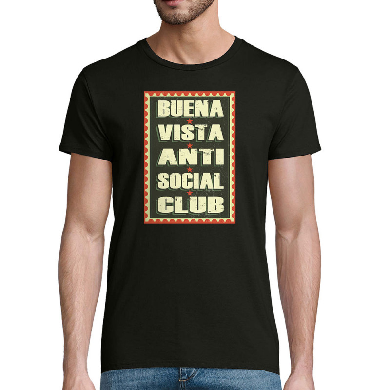 T-shirt homme coton bio noir Buena Vista Anti Social Club (Andy,Humour,Détournements)