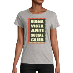 T-shirt femme coton bio gris chiné Buena Vista Anti Social Club (Andy,Humour,Détournements)