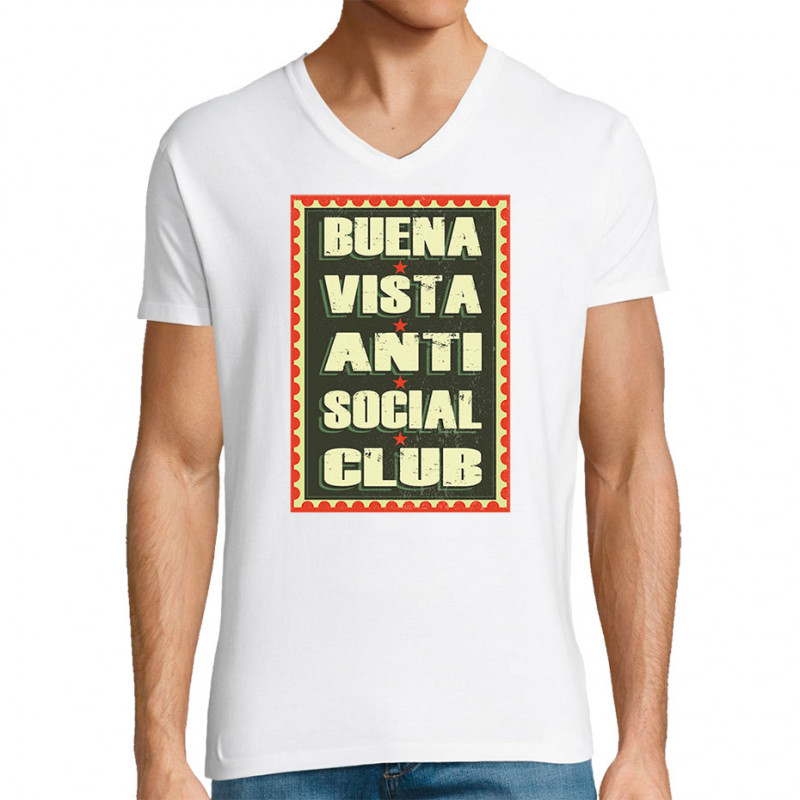 T-shirt homme col V blanc Buena Vista Anti Social Club (Andy,Humour,Détournements)