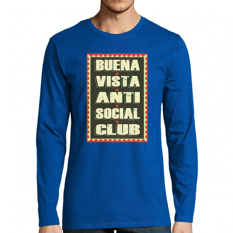 T-shirt homme manches longues bleu royal Buena Vista Anti Social Club (Andy,Humour,Détournements)