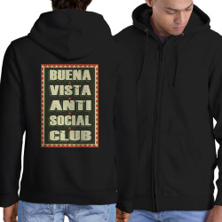Sweat homme à capuche zippé noir Buena Vista Anti Social Club (Andy,Humour,Détournements)