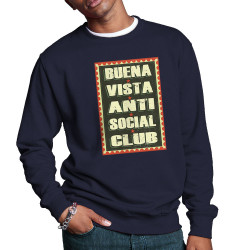 Sweat homme col rond bleu marine Buena Vista Anti Social Club (Andy,Humour,Détournements)