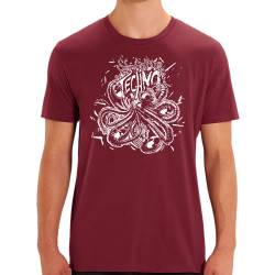 T-shirt homme coton bio bordeaux Techno Octopus (Zewa,Teufeur)