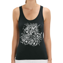 Débardeur femme coton bio noir Techno Octopus (Zewa,Teufeur)
