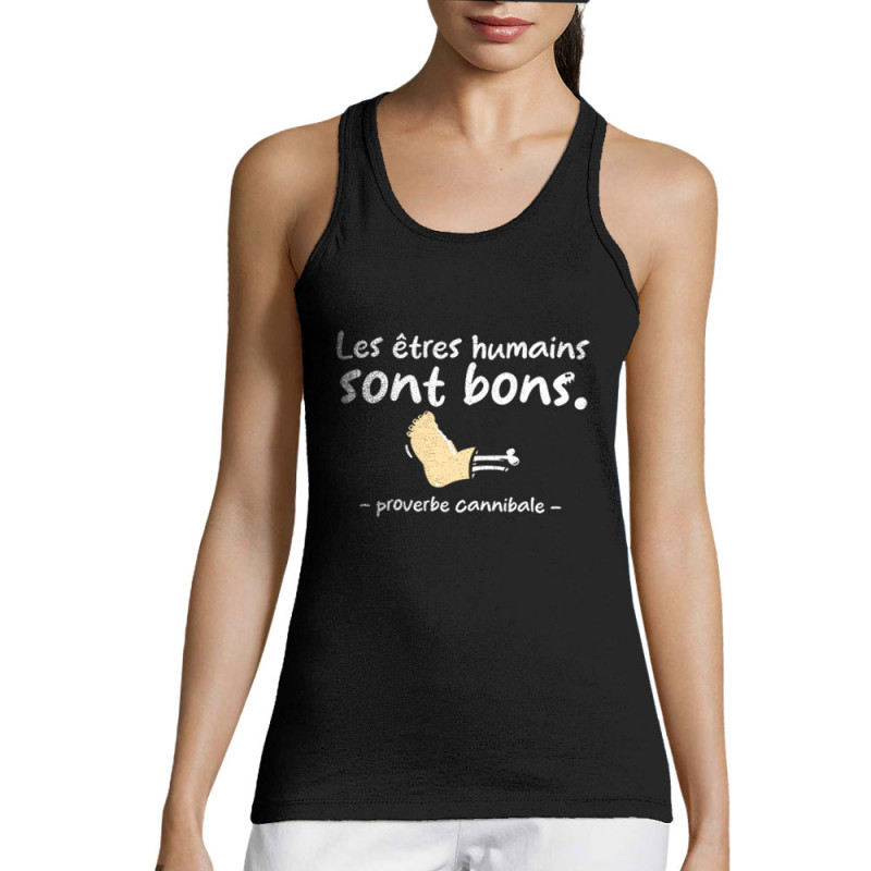 Débardeur femme noir Proverbe cannibal (Zewa,Humour)