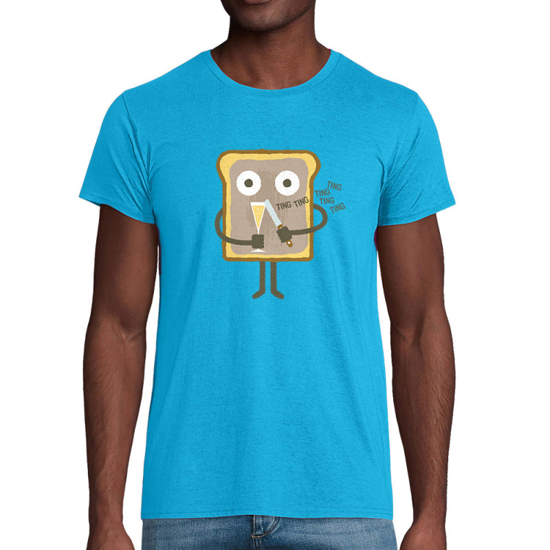 T-shirt homme coton bio bleu azur Toast (Fruits & Légumes,Alex Kidd)