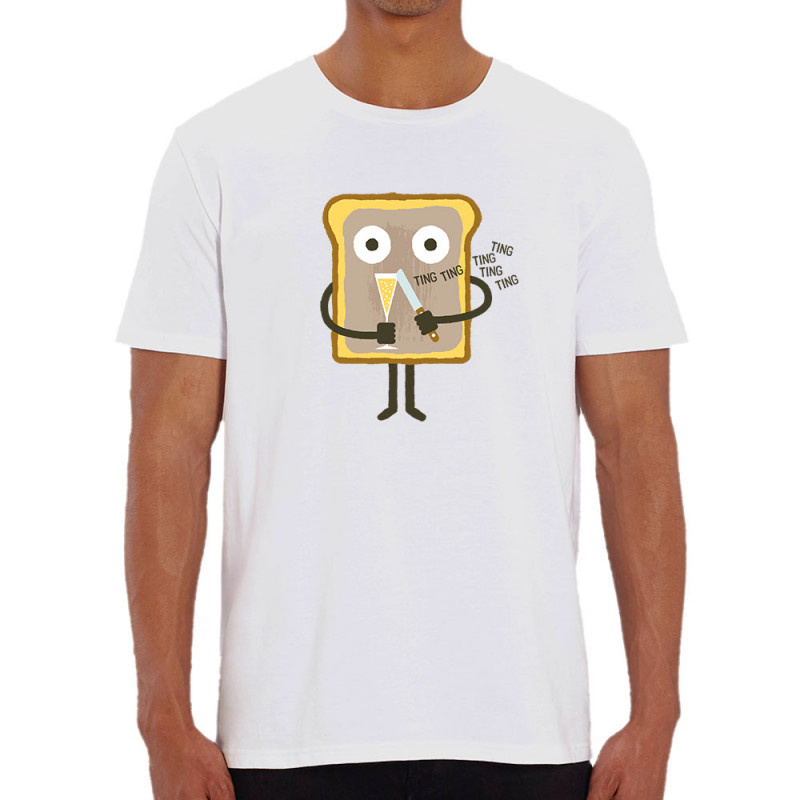 T-shirt homme coton bio blanc Toast (Fruits & Légumes,Alex Kidd)