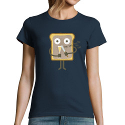 T-shirt femme bleu marine Toast (Fruits & Légumes,Alex Kidd)