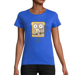 T-shirt femme coton bio bleu royal Toast (Fruits & Légumes,Alex Kidd)