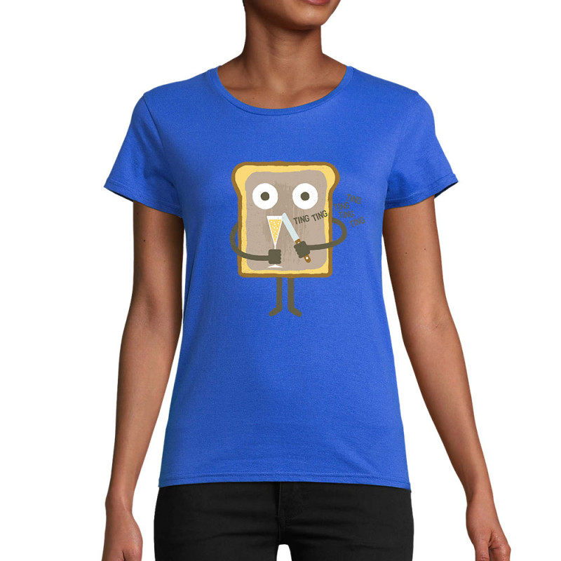 T-shirt femme coton bio bleu royal Toast (Fruits & Légumes,Alex Kidd)
