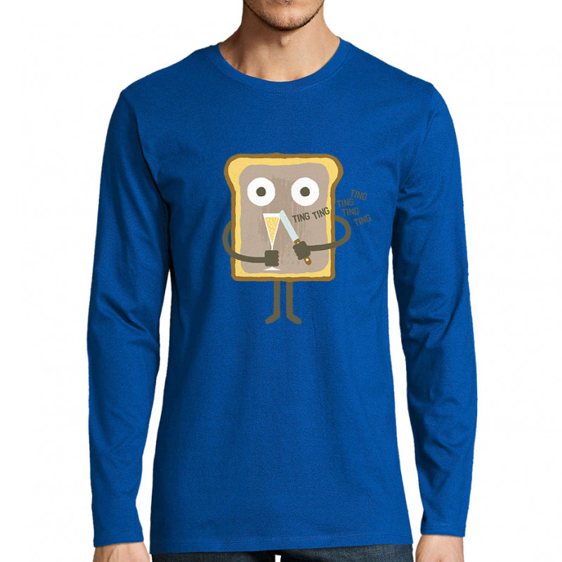 T-shirt homme manches longues bleu royal Toast (Fruits & Légumes,Alex Kidd)