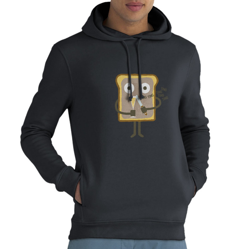 Sweat homme à capuche coton bio gris anthracite Toast (Fruits & Légumes,Alex Kidd)