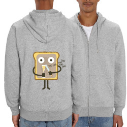 Sweat homme zippé à capuche coton bio gris chiné Toast (Fruits & Légumes,Alex Kidd)
