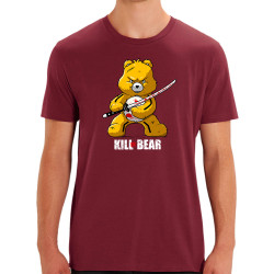 T-shirt homme coton bio bordeaux Killer Bear (Le Duc,Animaux,Détournements)