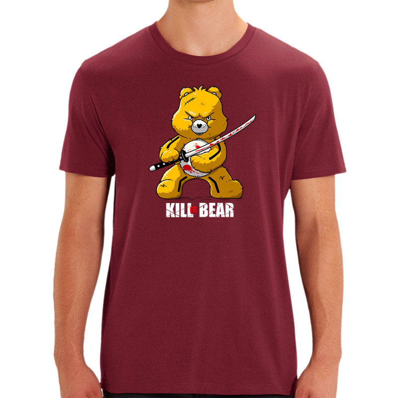 T-shirt homme coton bio bordeaux Killer Bear (Le Duc,Animaux,Détournements)