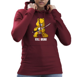 Sweat femme à capuche bordeaux Killer Bear (Le Duc,Animaux,Détournements)