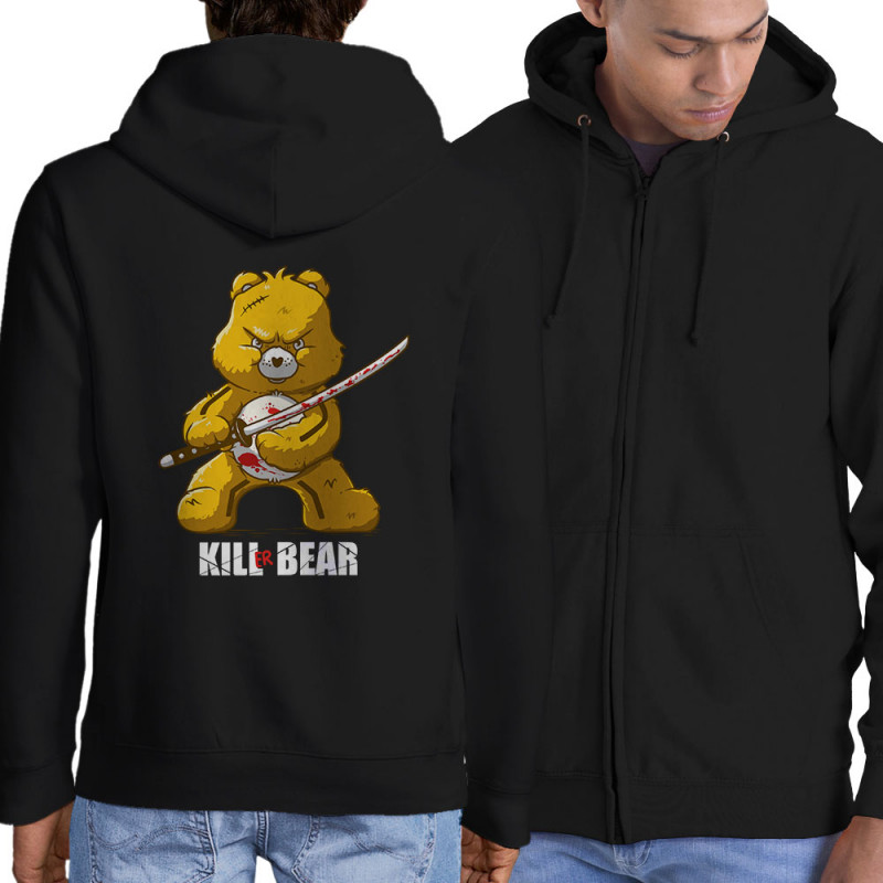 Sweat homme à capuche zippé noir Killer Bear (Le Duc,Animaux,Détournements)