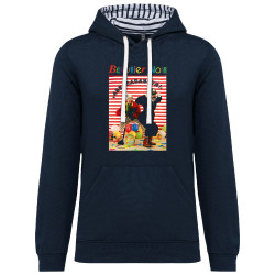 Sweat capuche à motifs unisexe bleu marine et marinière Bérurier Noir - Abracadaboum (Bérurier Noir)
