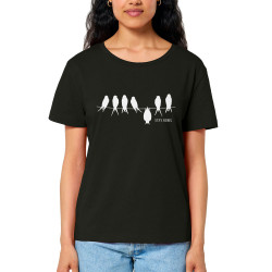 T-shirt femme col large coton bio noir Stay Rebel (Gondrax,Animaux,Humour,Stay)