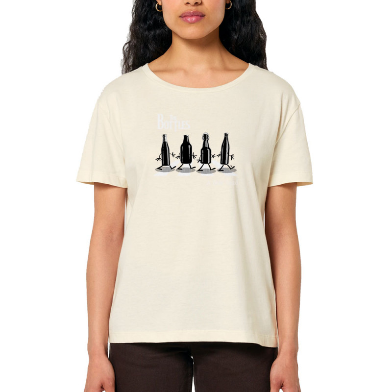 T-shirt femme col large coton bio naturel The Bottles (Gondrax,Humour,Alcool,Amazon)