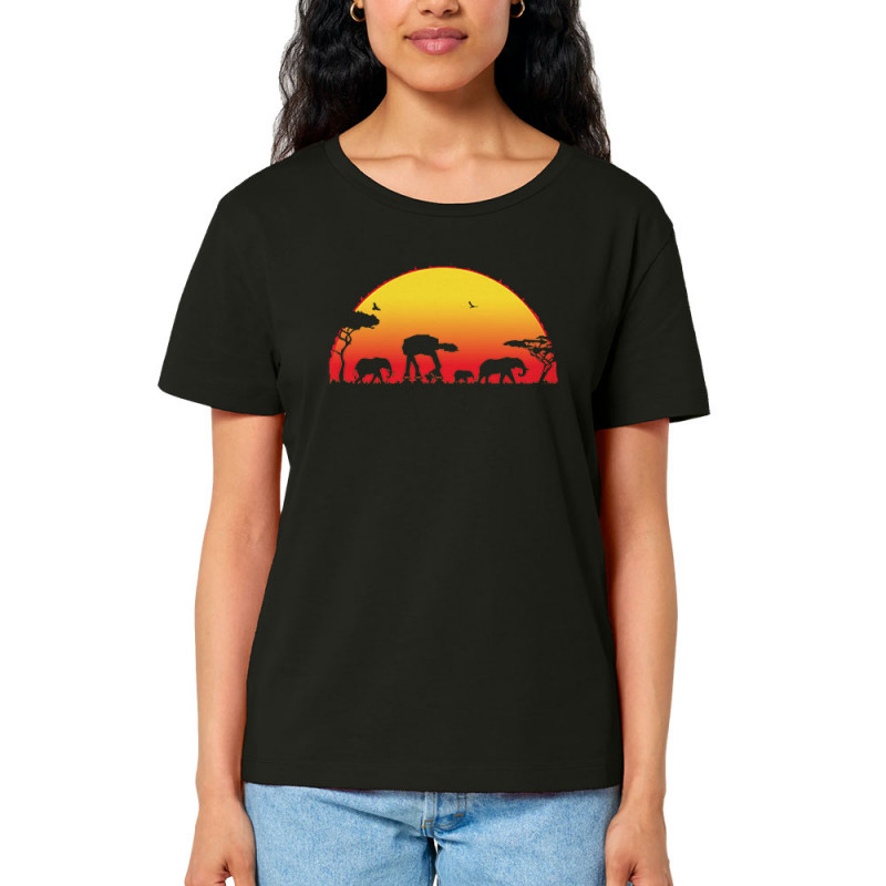 T-shirt femme col large coton bio noir Starfari (Gondrax,Animaux,Films/Séries,Star Wars)