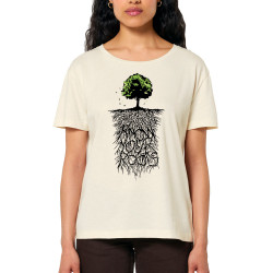 T-shirt femme col large coton bio naturel Know Your Roots (Ecologie,Ethnique)