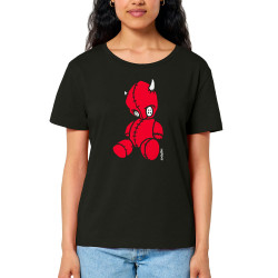 T-shirt femme col large coton bio noir Diabolik - Puppet (Diabolik)