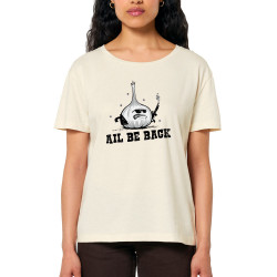 T-shirt femme col large coton bio naturel Ail Be Back (Ted Boundy,Fruits & Légumes,Humour)