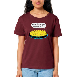 T-shirt femme col large coton bio bordeaux Ça veut dire quoi thermostat 7 (Ted Boundy,Animaux,Humour,Fruits & Légumes)