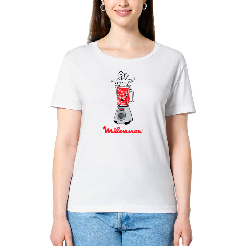 T-shirt femme col large coton bio blanc Milounex (Mattdez,Humour,Fruits & Légumes)