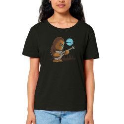 T-shirt femme col large coton bio noir Chewbacca Blues (Le Duc,Films/Séries,Star Wars)