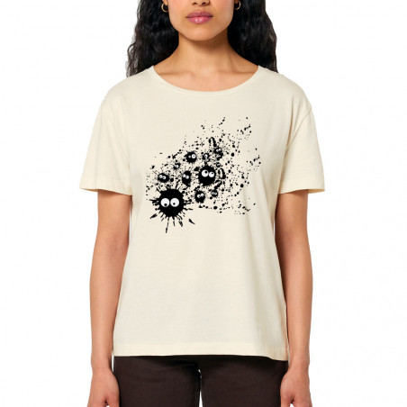 T-shirt femme col large coton bio naturel Les Taches (Fourre-tout,Humour)