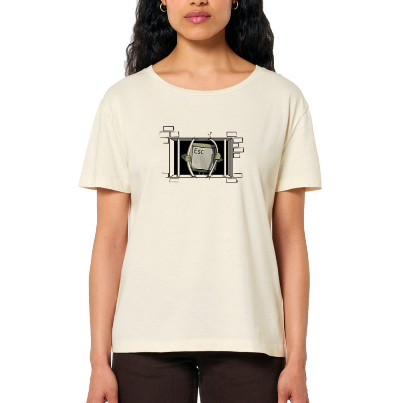 T-shirt femme col large coton bio naturel Echappe - Escape (Gondrax,Jeux Vidéo / Geek,Humour)