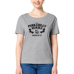 T-shirt femme col large coton bio gris chiné Washington Dead Cats - Punkabilly Rumble (Washington Dead Cats)