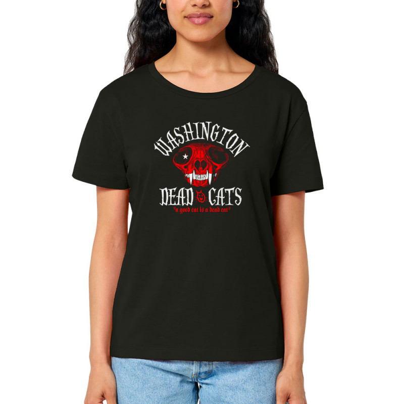 T-shirt femme col large coton bio noir Washington Dead Cats - A Good Cat (Washington Dead Cats)