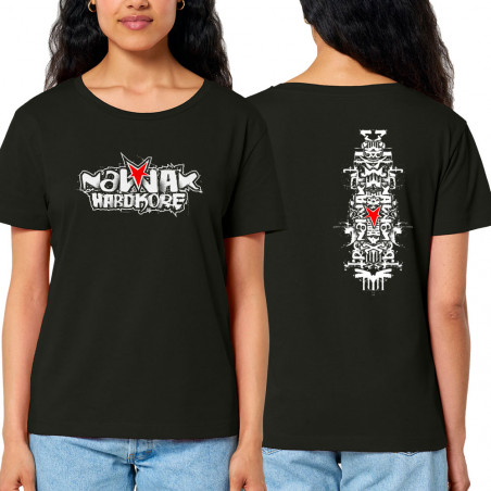 T-shirt femme col large coton bio noir Nawak - Totem (Nawak)