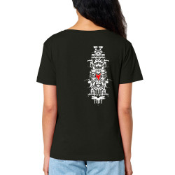 T-shirt femme col large coton bio noir Nawak - Totem (Nawak)