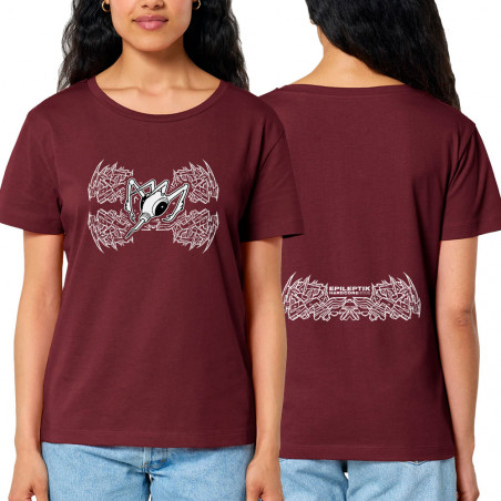 T-shirt femme col large coton bio bordeaux Epileptik - Spikes (Epileptik)