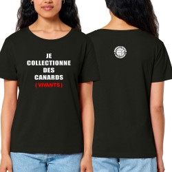 T-shirt femme col large coton bio noir Andréas & Nicolas -  Des canards (Andréas & Nicolas)