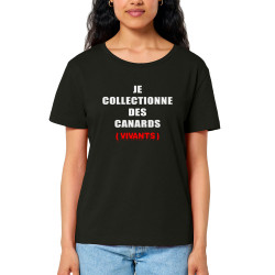 T-shirt femme col large coton bio noir Andréas & Nicolas -  Des canards (Andréas & Nicolas)