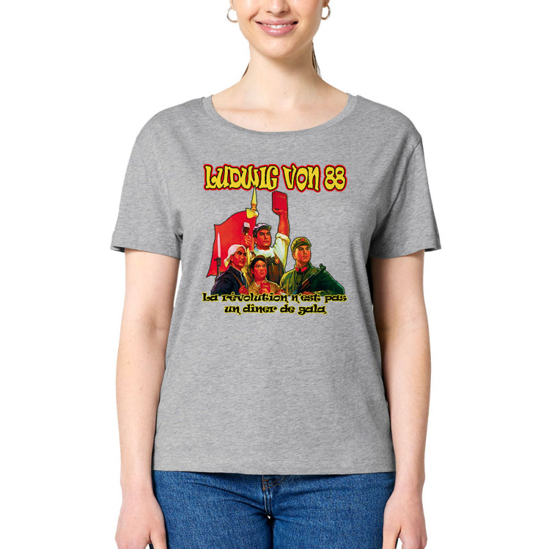 T-shirt femme col large coton bio gris chiné Ludwig Von 88 - La révolution (Ludwig Von 88)