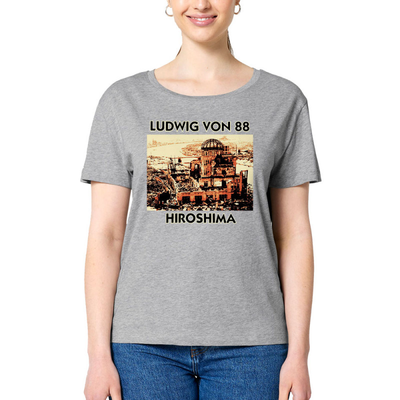 T-shirt femme col large coton bio gris chiné Ludwig Von 88 - Hiroshima (Ludwig Von 88)