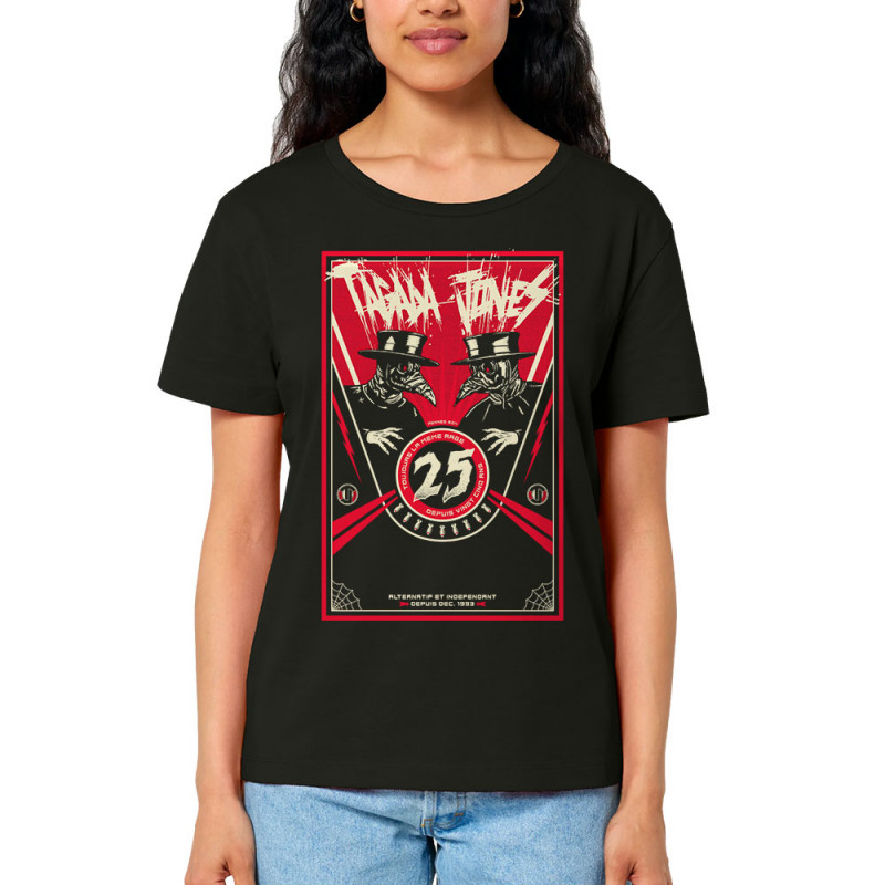 T-shirt femme col large coton bio noir Tagada Jones - Toujours la même rage (Tagada Jones)