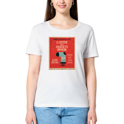 T-shirt femme col large coton bio blanc Le mystère de la chaussette (Alex Kidd,Humour)