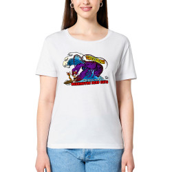 T-shirt femme col large coton bio blanc WDC - Lobsters (Washington Dead Cats)